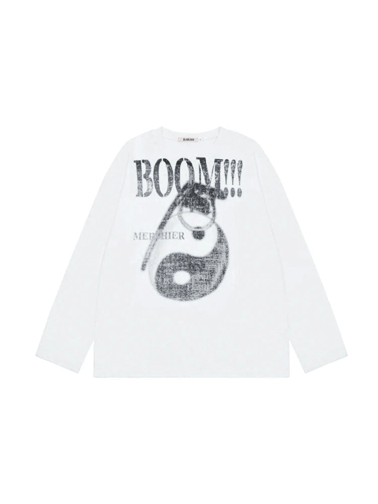 Lightweight sun protection long sleeve top with Tai Chi print