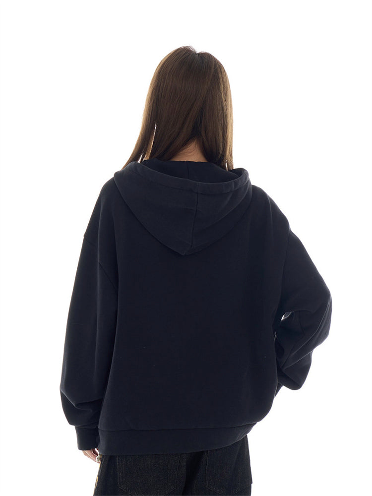 オーバーサイズ レタープリント ジップアップパーカー