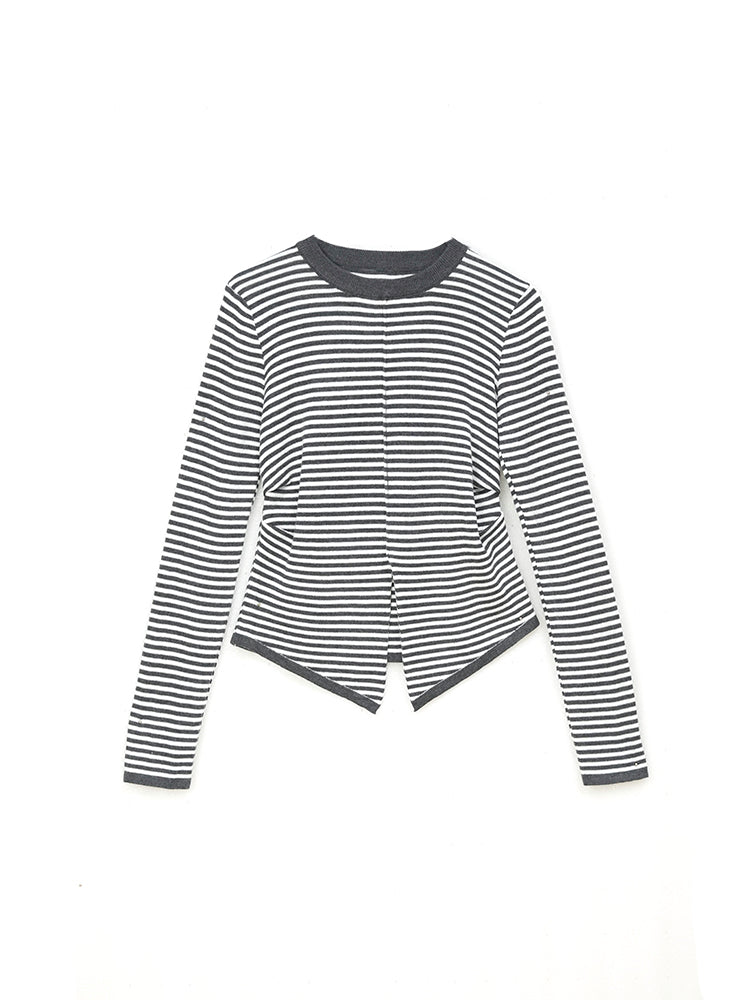 ボーダー ロングスリーブ レイヤードトップス