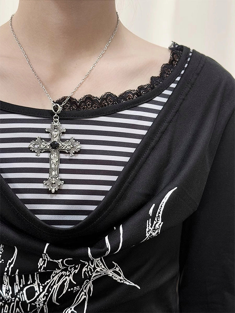 ロック感満載の2in1パンクTシャツ