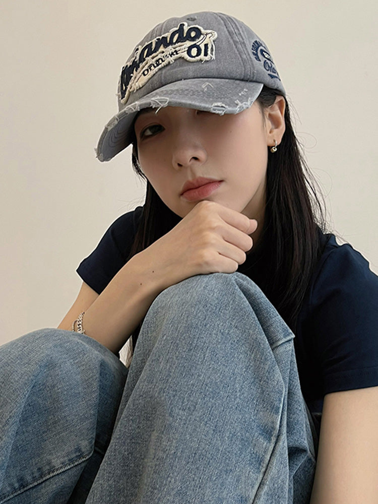 Distressed baseball cap