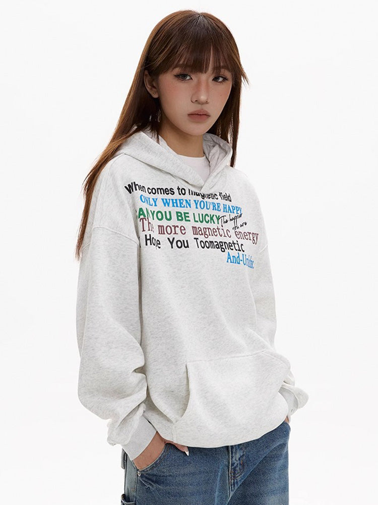 Oversized alphabet print hooded sweatshirt