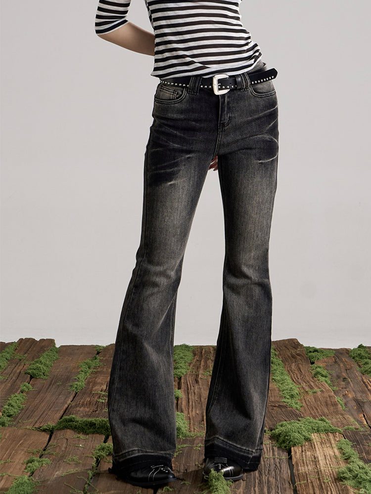 ヴィンテージウォッシュ フレアデニムパンツ