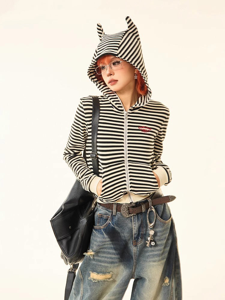 Striped short jacket