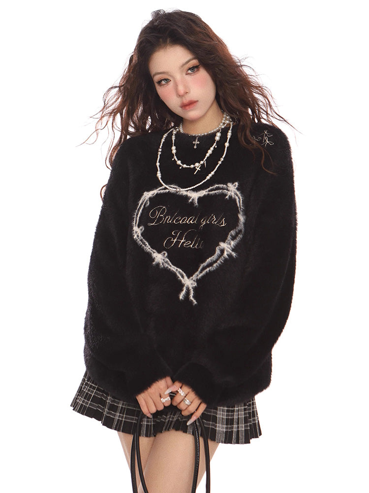 ハート文字入りニットセーター