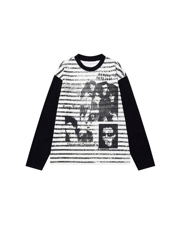 パンクストライプ長袖Tシャツ