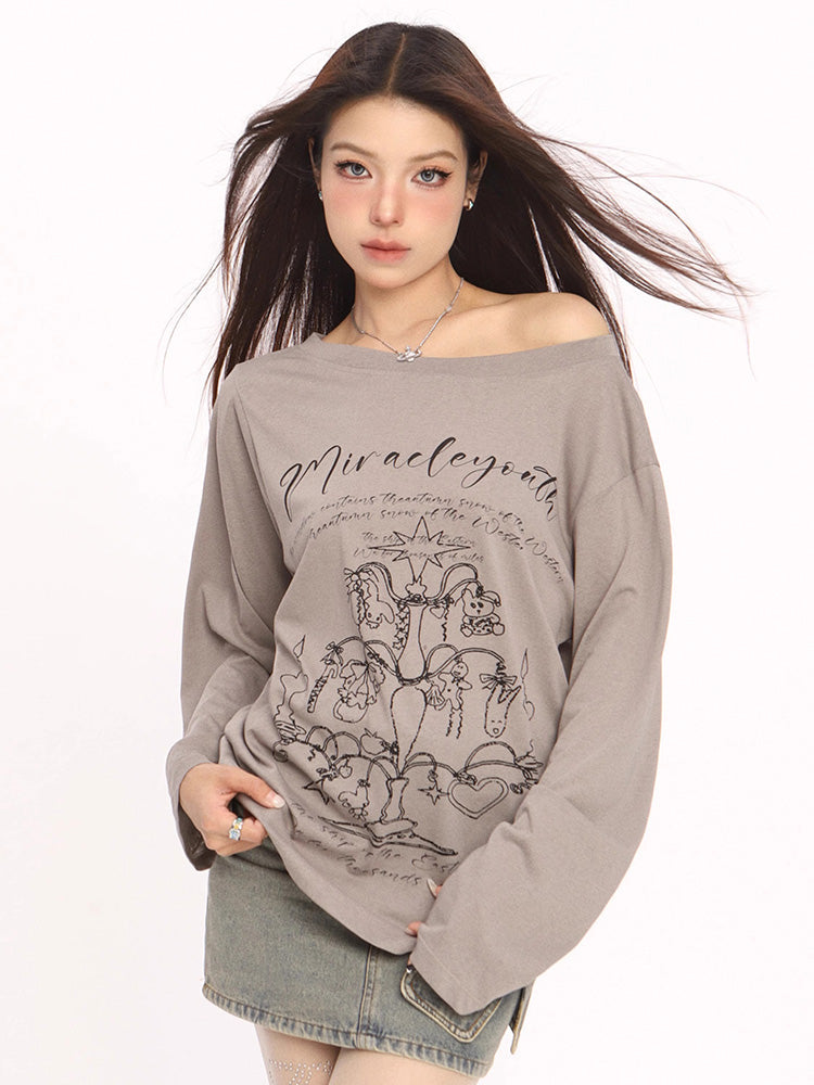 Printed long sleeve T-shirt