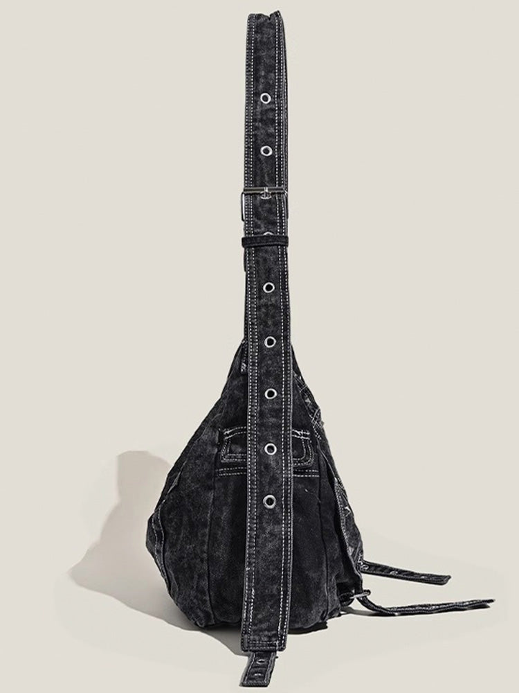 【即納】大容量ウォッシュ加工デニムバッグ