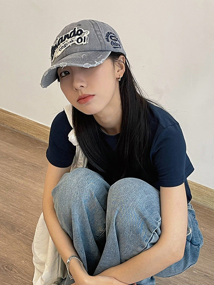 Distressed baseball cap