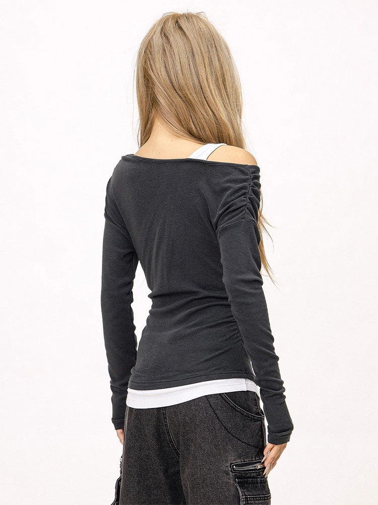 Stylish one-shoulder long sleeve