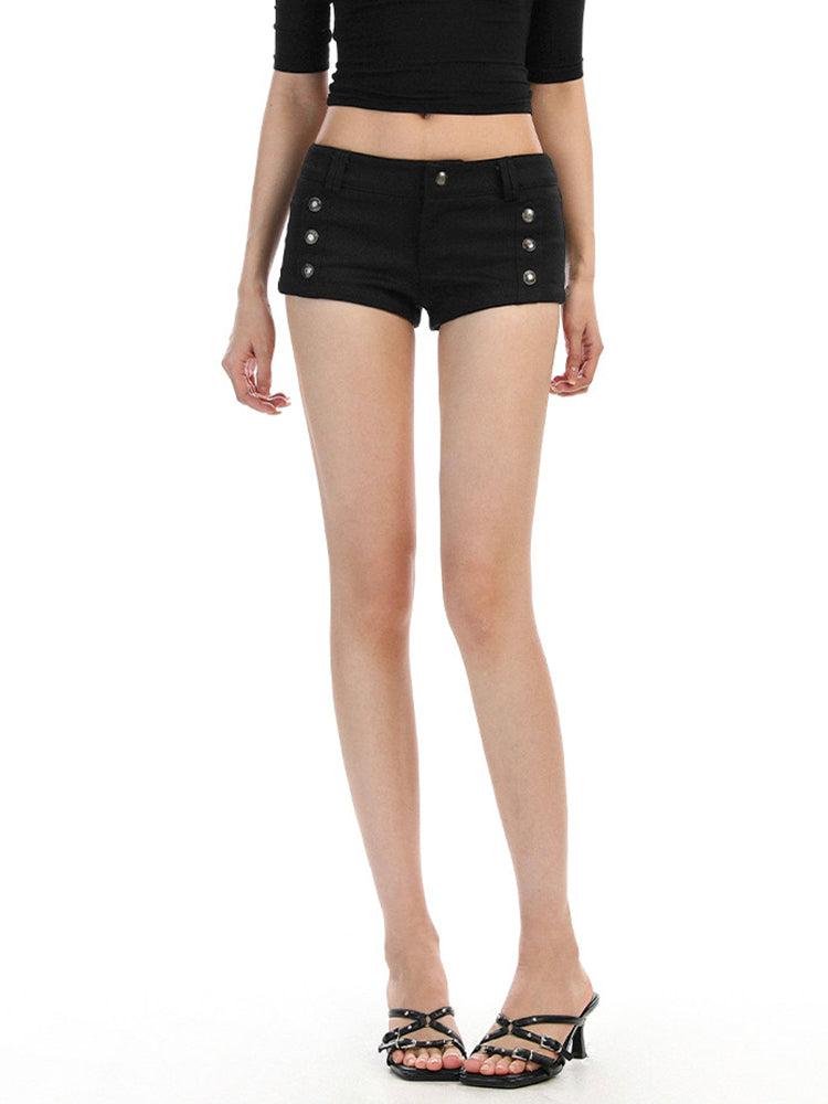 ダブルボタンデザイン スリムショートパンツ