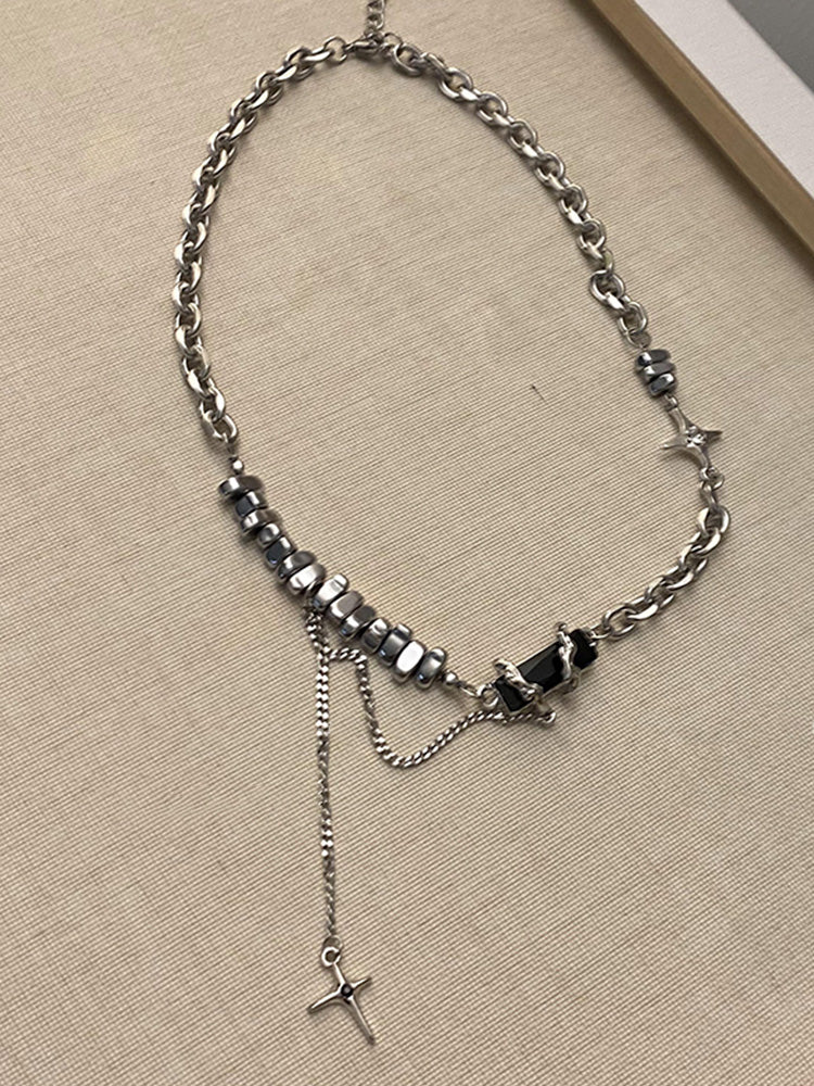 Star-shaped black zirconia necklace