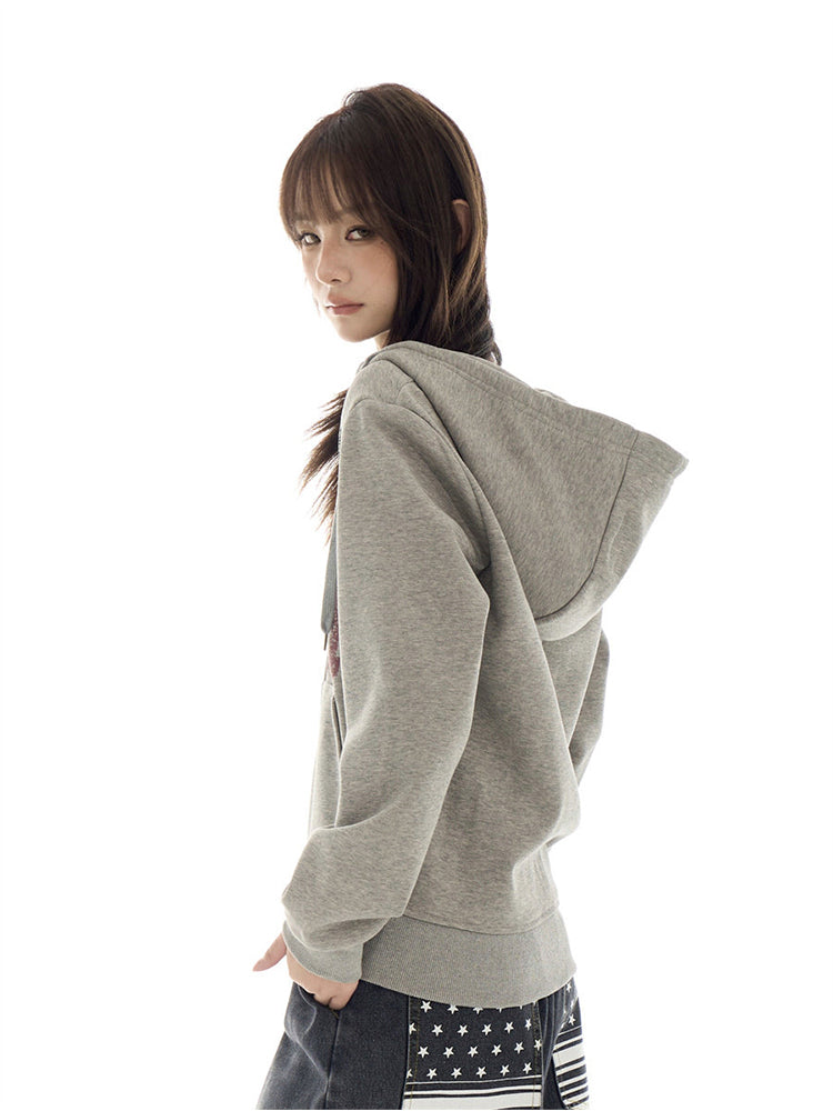 グレー ダーティヴィンテージ ロゴプリント 裏起毛 フーディー