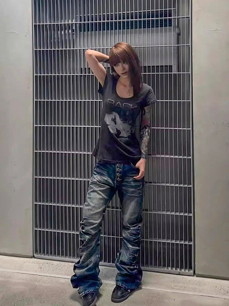 Y2KサブカルスリムTシャツ