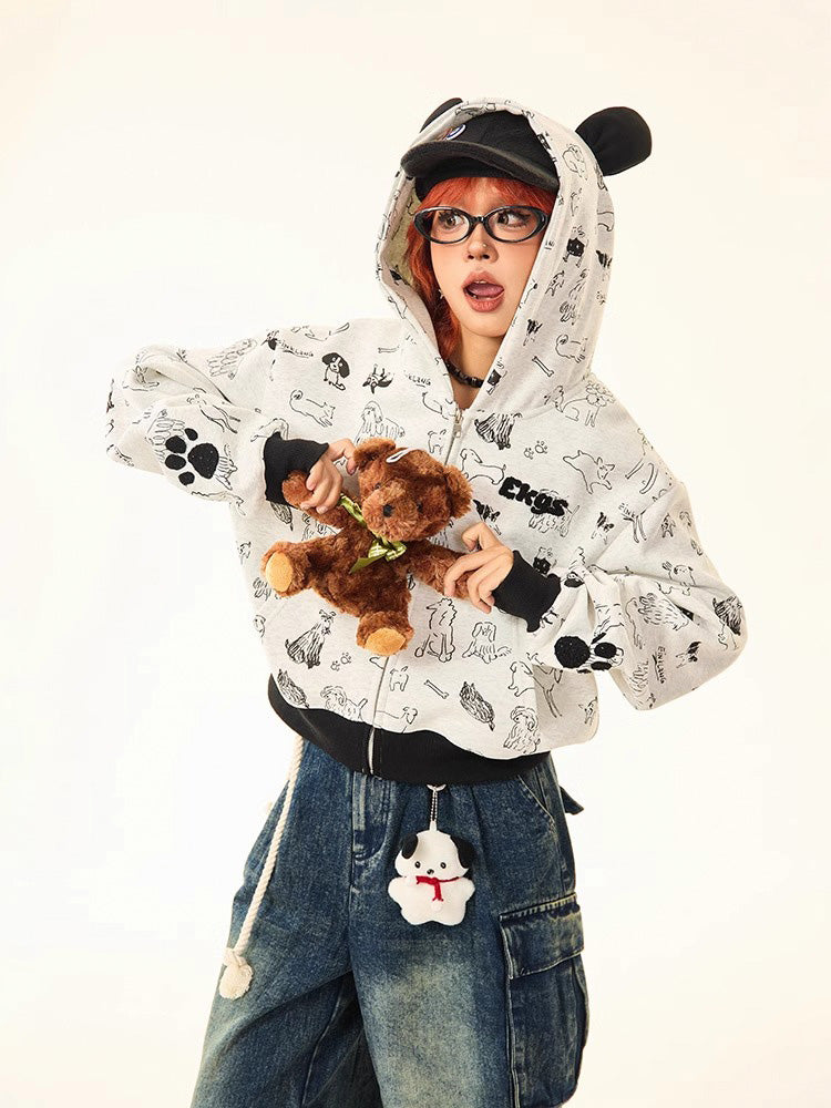 Dog print hoodie