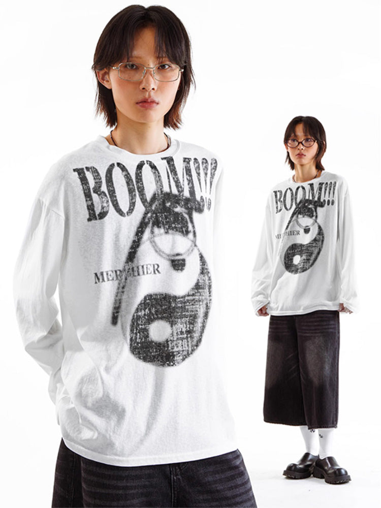Lightweight sun protection long sleeve top with Tai Chi print