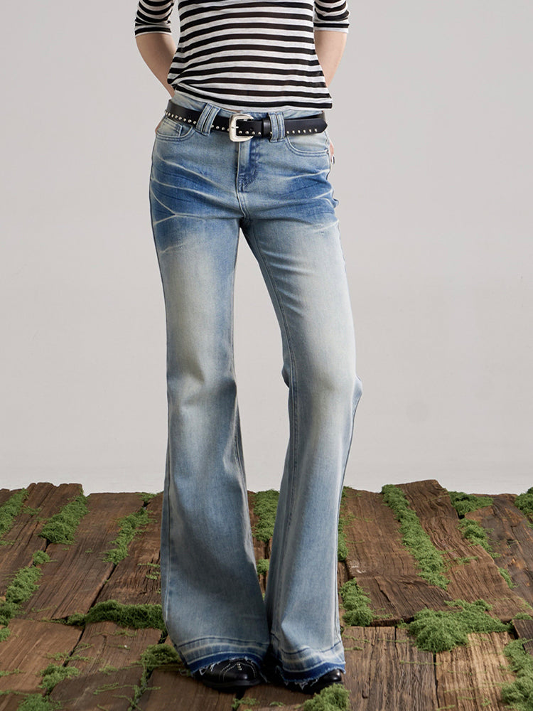 ヴィンテージウォッシュ フレアデニムパンツ