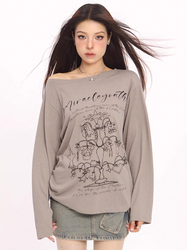 Printed long sleeve T-shirt
