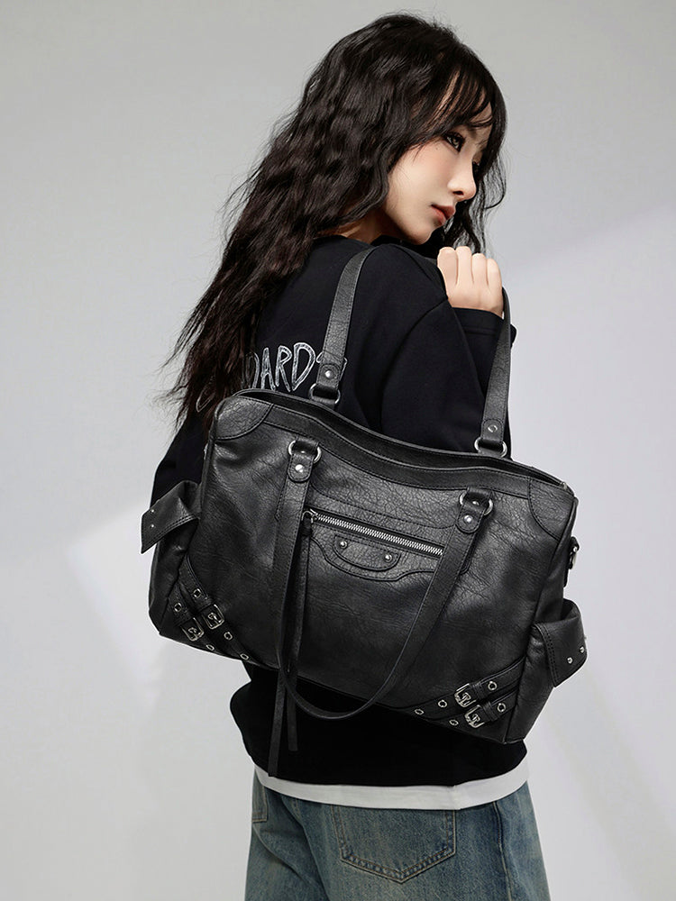 スタッズアクセント ヴィンテージライク 2WAYトートバッグ