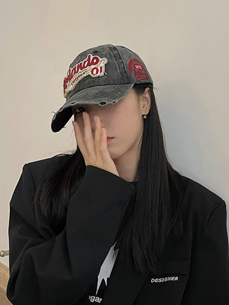 Distressed baseball cap