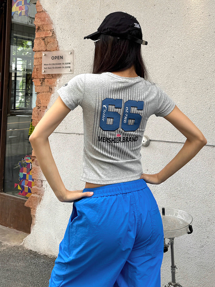 ヴィンテージグレースポーツ縦ストライプTシャツ