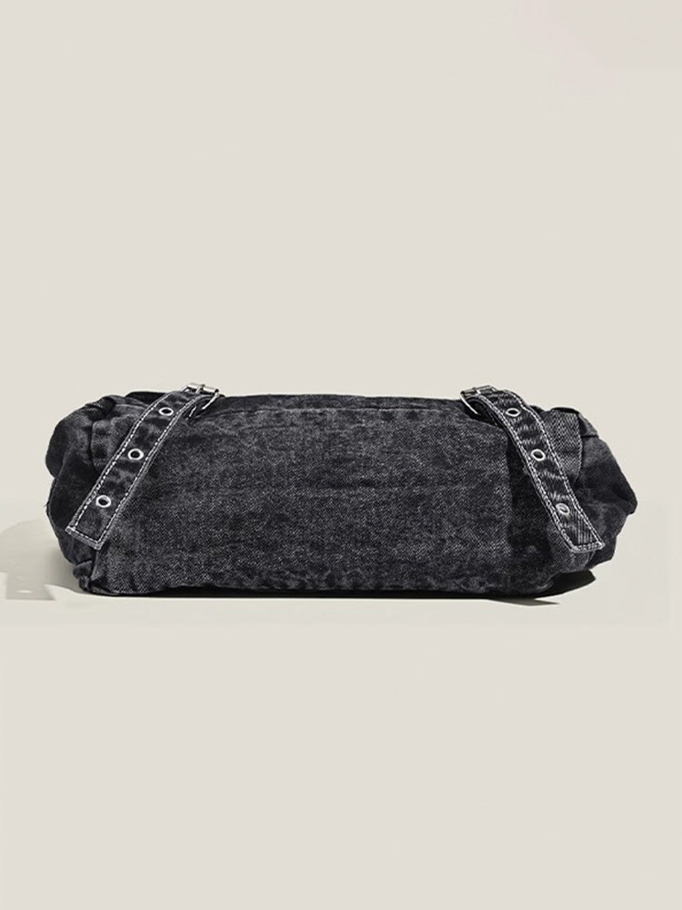 【即納】大容量ウォッシュ加工デニムバッグ