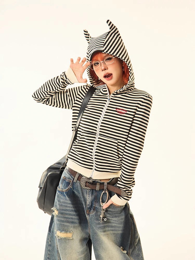 Striped short jacket