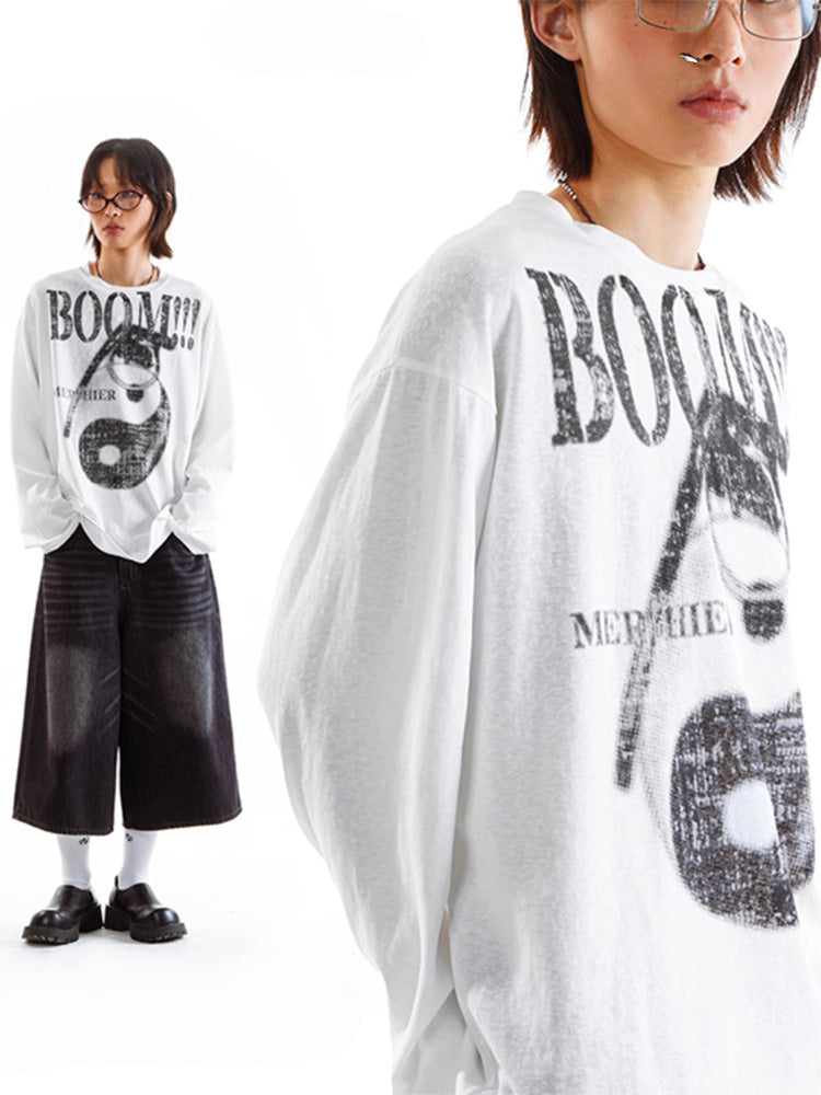 Lightweight sun protection long sleeve top with Tai Chi print