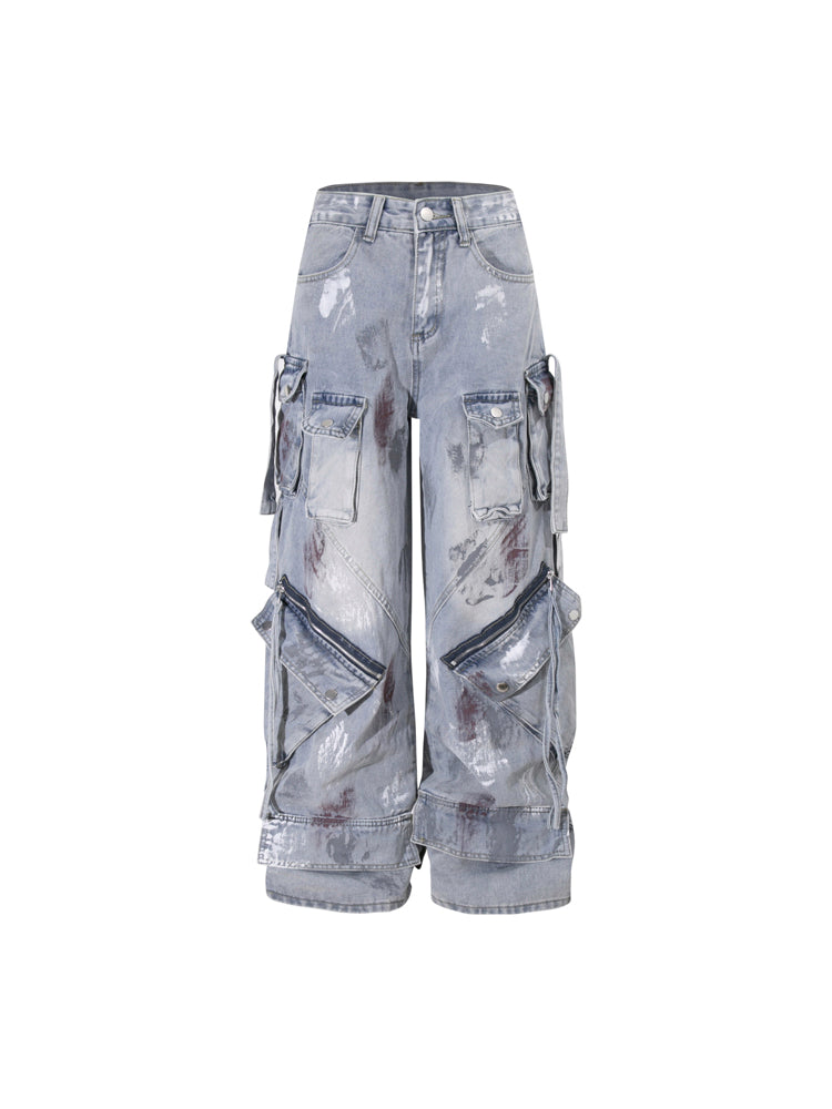 グラフィティマルチポケットデニムカーゴパンツ