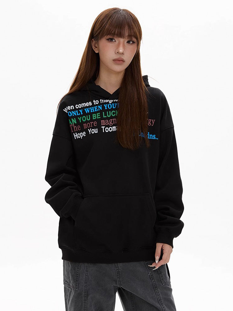 Oversized alphabet print hooded sweatshirt