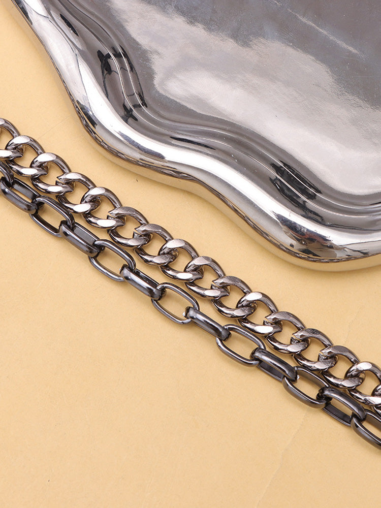 Grey beaded multi-layered choker