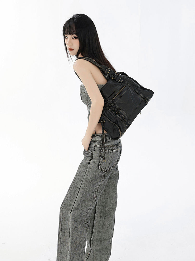 ヴィンテージ大容量トートバッグ(ショルダー付き)