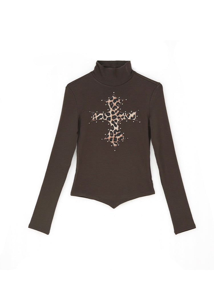 KAKISSレオパードクロス ロングスリーブインナートップス