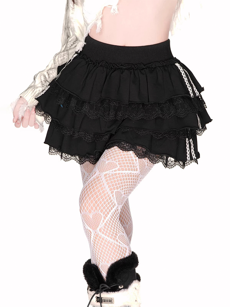 黒白Y2Kパンクストリートハート網タイツ