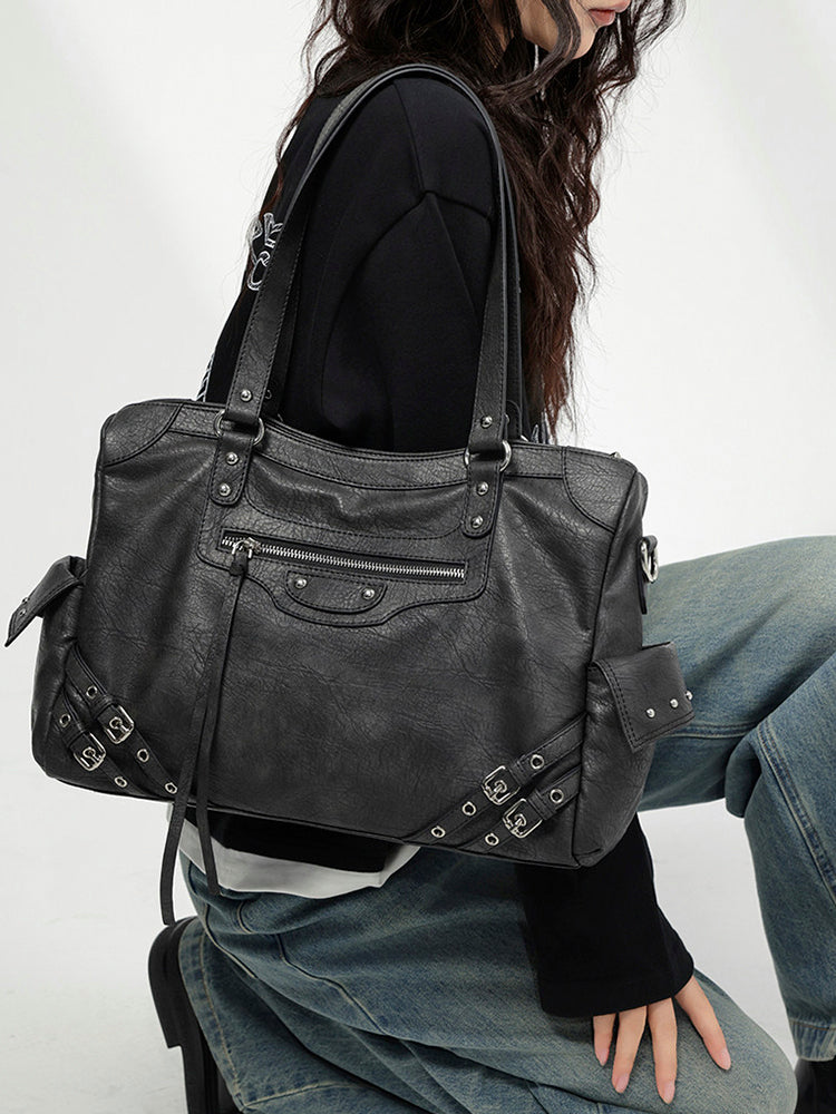 スタッズアクセント ヴィンテージライク 2WAYトートバッグ