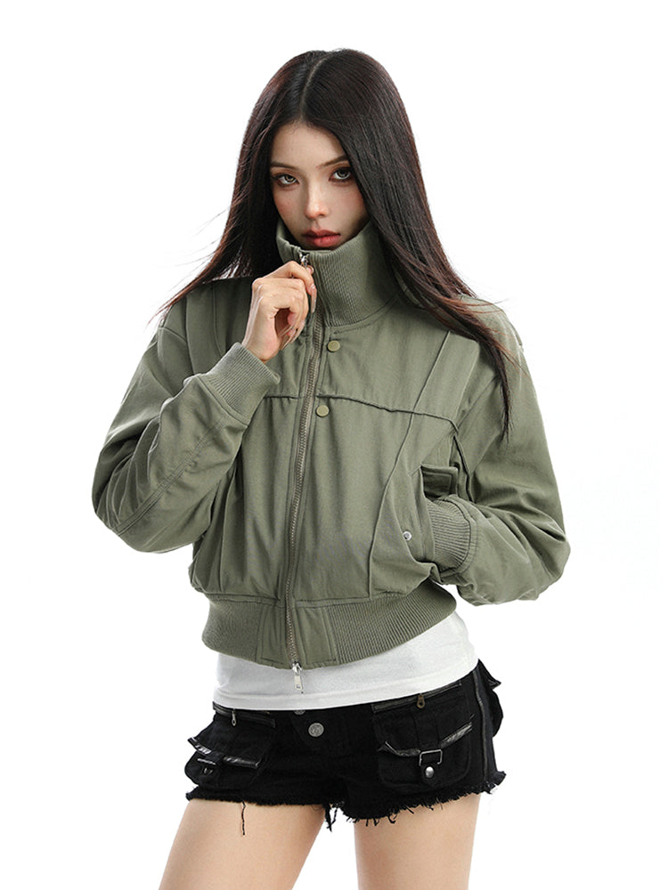 レトロスタンドカラーショートジャケット