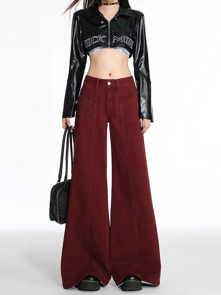 Drawstring wide leg jeans