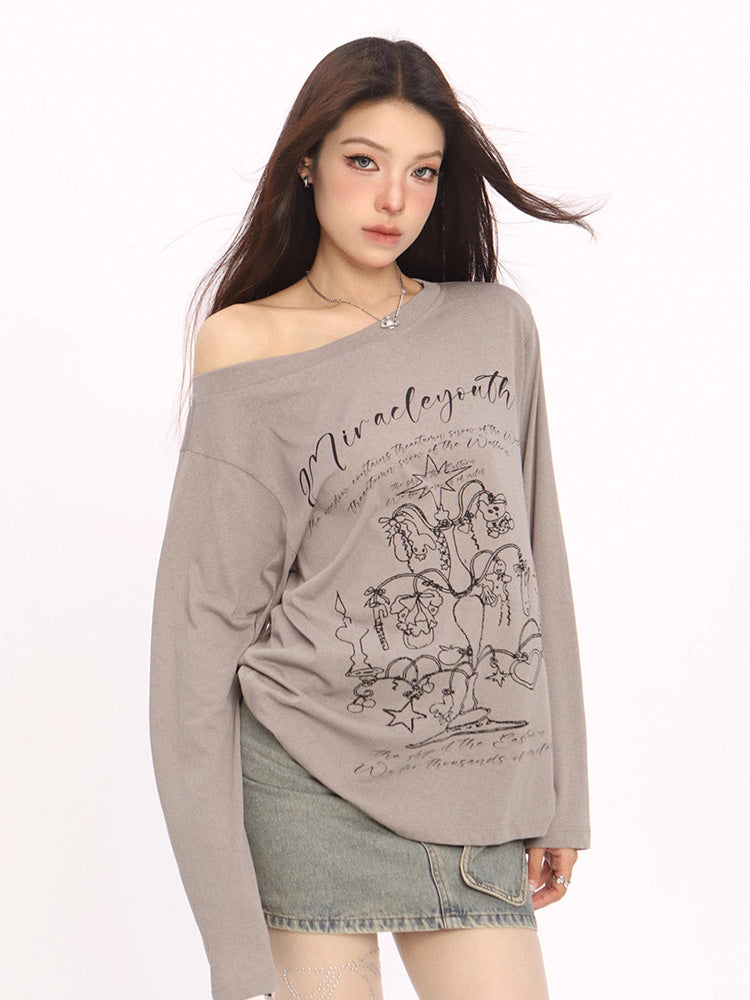 Printed long sleeve T-shirt