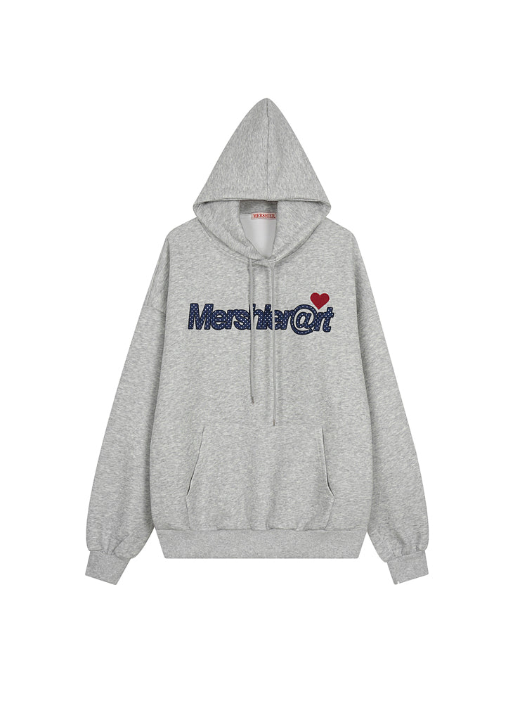 アメリカンヴィンテージ風のビリヤードドット柄刺繍入りフード付きパーカー