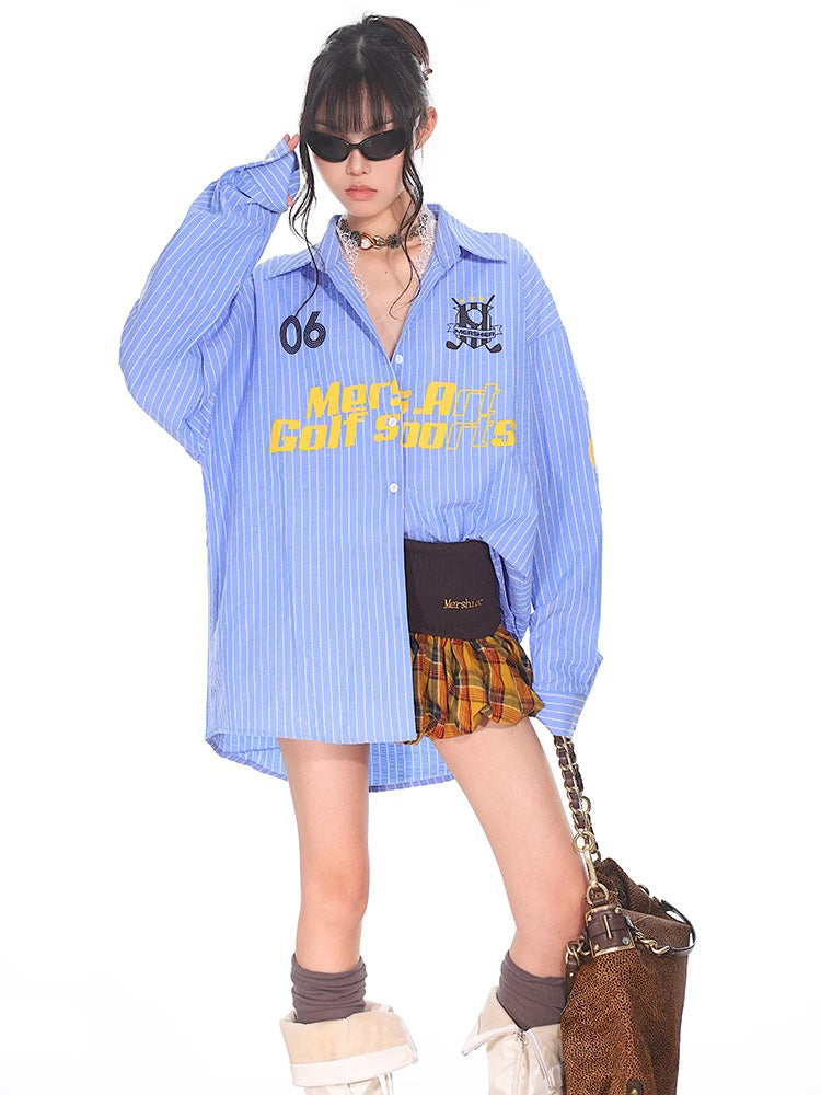 Alphabet print striped shirt