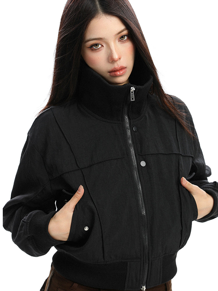 レトロスタンドカラーショートジャケット