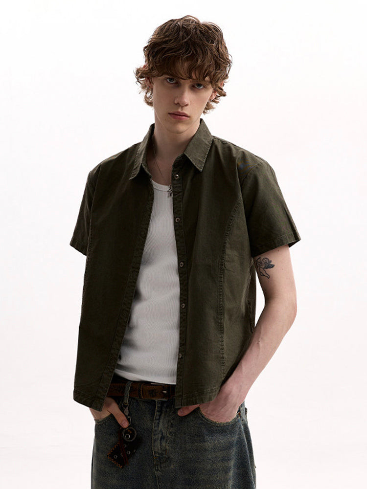 ヴィンテージ ボックスシルエット 半袖ワークシャツ