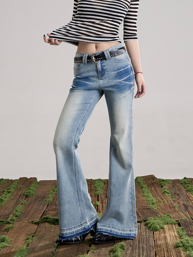 ヴィンテージウォッシュ フレアデニムパンツ