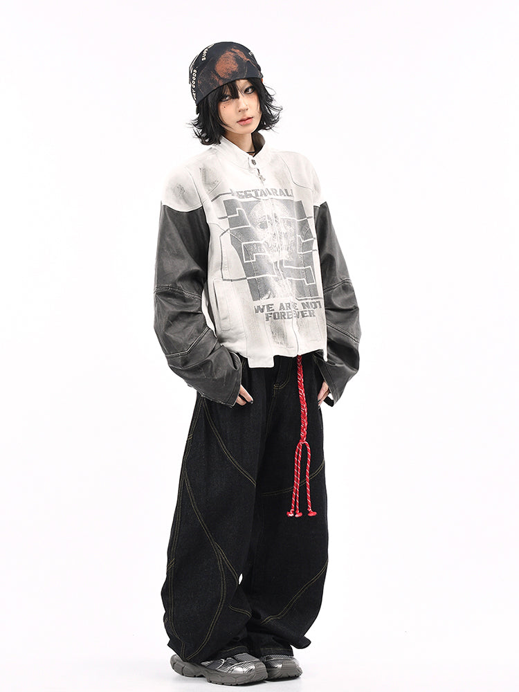 スカルプリント×レザースタンドジャケット