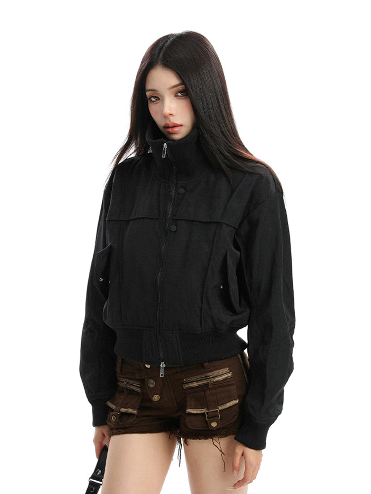 レトロスタンドカラーショートジャケット