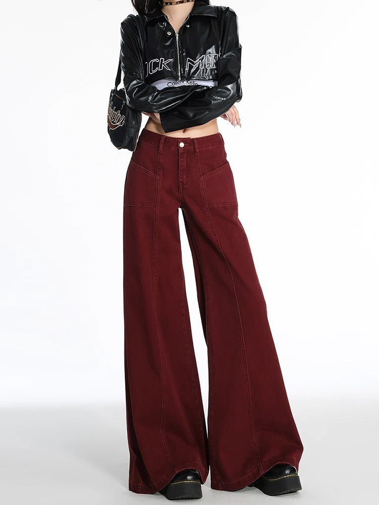 Drawstring wide leg jeans