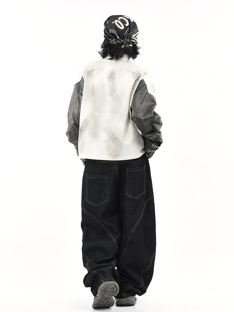 スカルプリント×レザースタンドジャケット