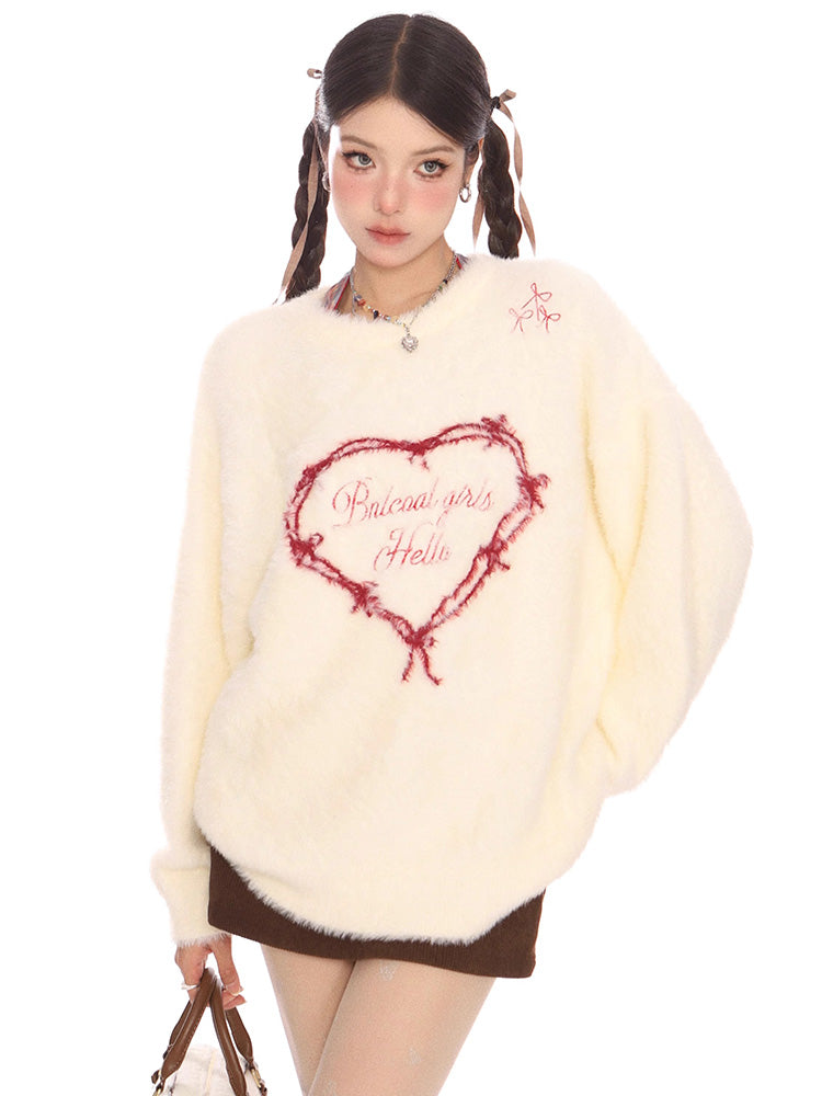 ハート文字入りニットセーター