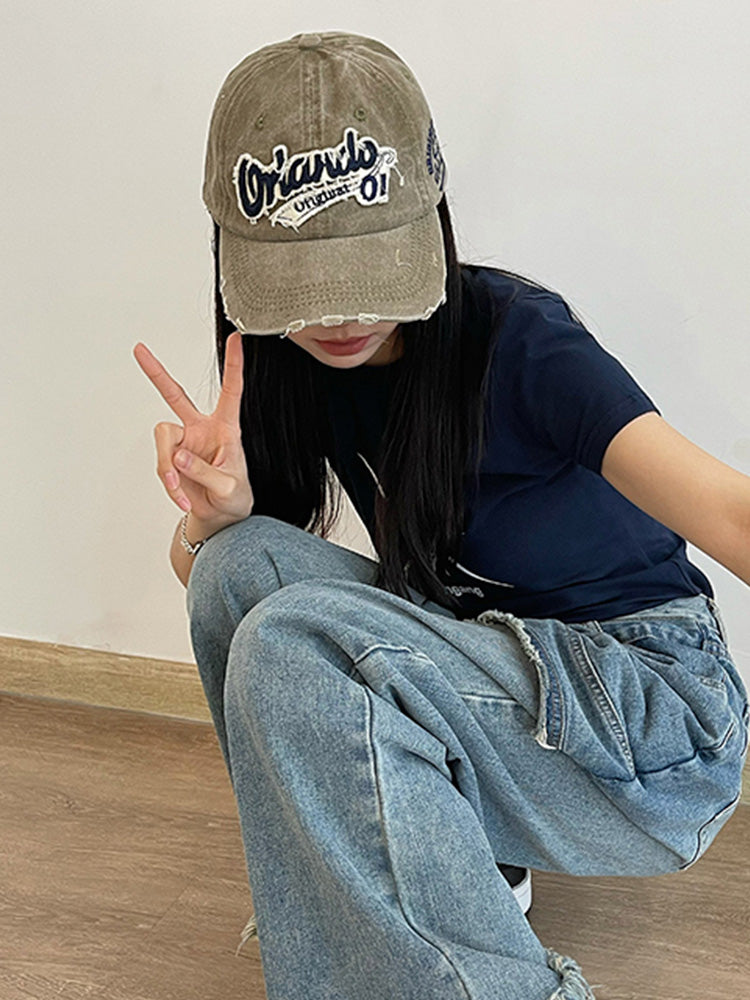 Distressed baseball cap