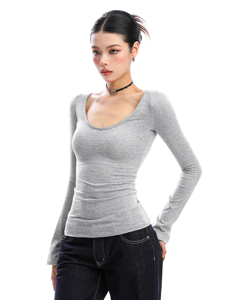 無地Vネックロングスリーブカットソー